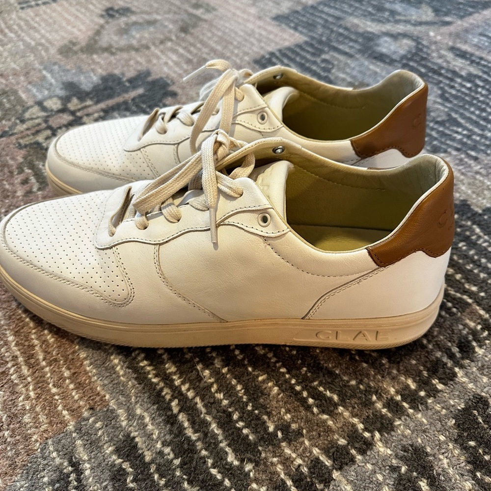 Clae White and Brown Minimalist Sneakers - SZ 13